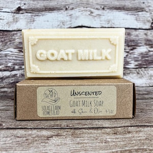 Unscented Handmade Goat Milk Soap - Fragrance-Free, All-Natural Handcrafted Farm Soap with Our Own Goat Milk, for Sensitive and Allergy Skin