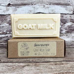 Unscented Handmade Goat Milk Soap - Fragrance-Free, All-Natural Handcrafted Farm Soap with Our Own Goat Milk, for Sensitive and Allergy Skin