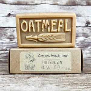 Oatmeal, Milk + Honey Goat Milk Soap - Handmade Goat Milk Soap with Real Honey and Oatmeal, Vegetarian-Friendly with Shea Butter + Olive Oil