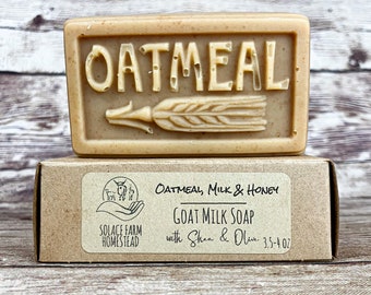 Oatmeal Milk + Honey Goat Milk Soap: Vegetarian Friendly with Oats + Honey, Honeybees and Oatmeal Designs