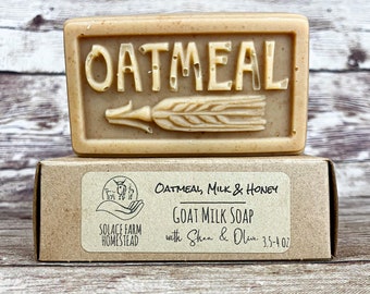 Oatmeal Goat Milk Soap - Handmade Milk Soap, Real Honey and Goat Milk Handcrafted Soap with Oatmeal