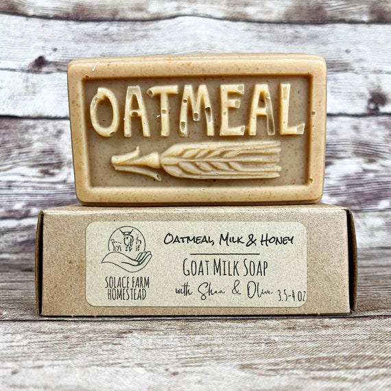 Oatmeal Milk + Honey Goat Milk Soap: Vegetarian Friendly with Oats + Honey, Honeybees and Oatmeal Designs