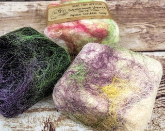Alpaca Felted Soap 4 oz - Hand-Dyed Felted Soap, Goat Milk  Soap, Natural Alpaca Wool Felted Scrubbie Soaps