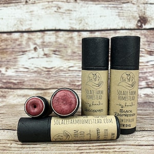 Lip Blush, Grass-fed Tallow-Based Nourishing Tinted Balm for Lips or Cheeks in Plastic-Free Paper Eco-Tube, Recyclable and Compostable