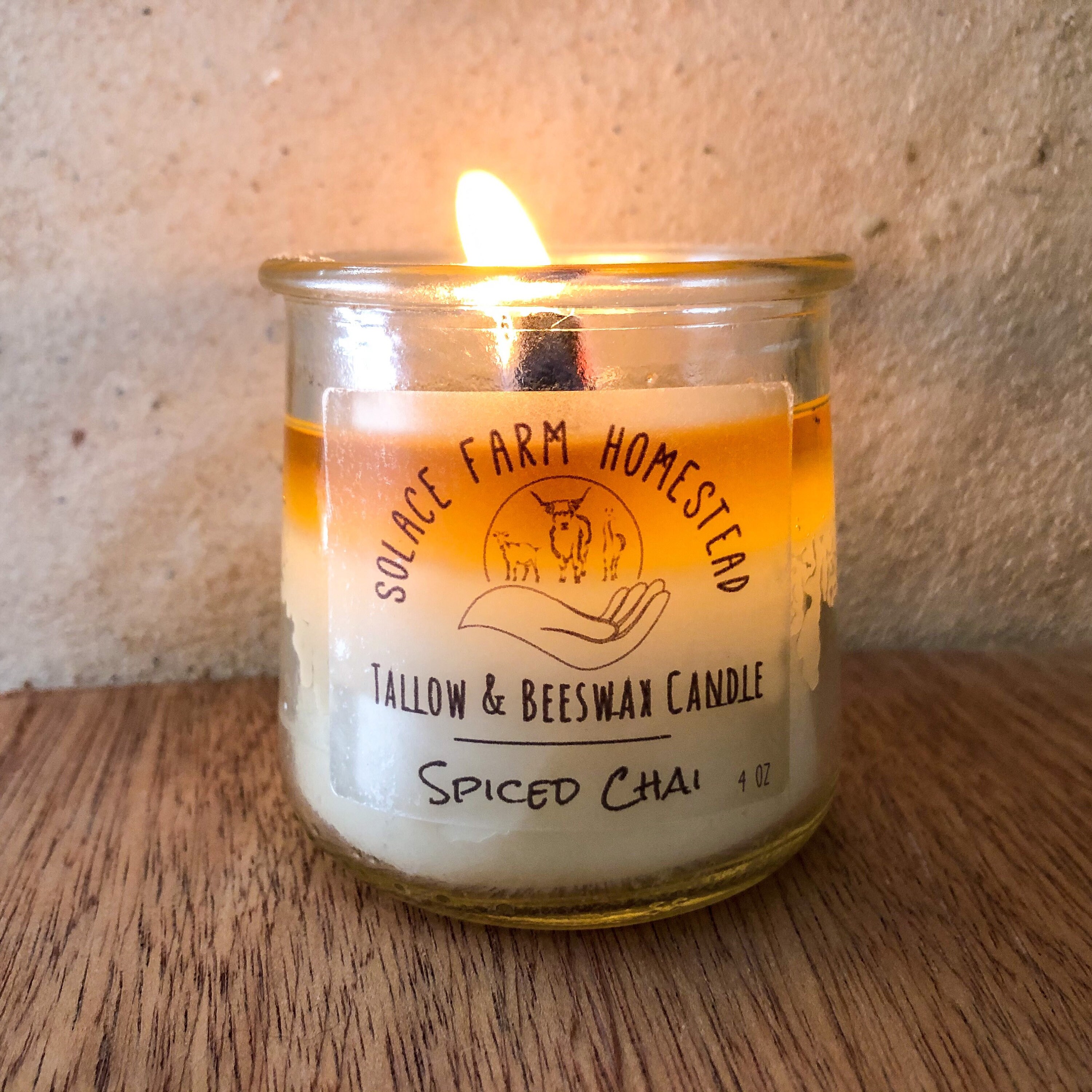 Tallow Beeswax Candle 5 Oz Wooden Wick Candle With Etsy