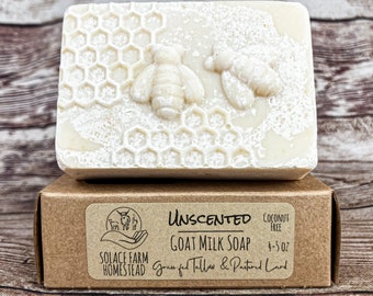 Unscented Goat Milk Soap with Grass-fed Tallow and Pastured Lard, Coconut-Free Oats and Honey Tallow Lard Soap