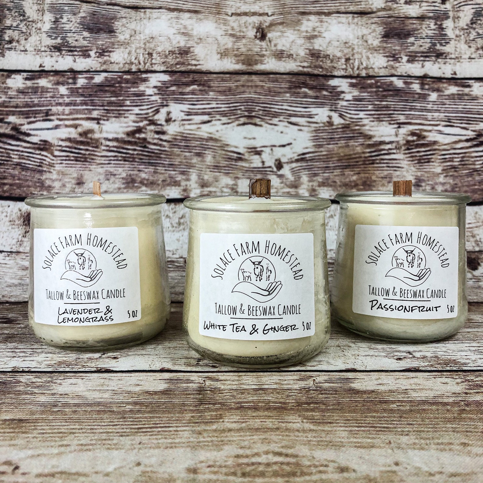 Tallow Beeswax Candle 5 Oz Wooden Wick Candle With Etsy