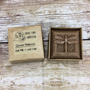 Goat Milk Lard Soap, Spiced Tobacco Wild Animal Goat Milk Farm Soap with Pastured Lard, Buffalo Bear Moose Owl Soaps, Great for Men and Kids image 6