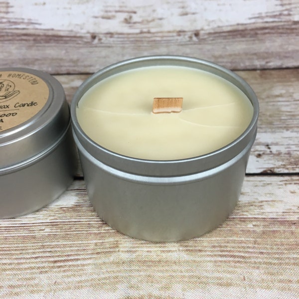 Tallow and Beeswax Candle, Wooden Wick Candle with Hand-Rendered Grass-fed Beef Tallow
