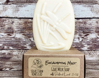 Eucalyptus Mint Goat Milk Soap: Lard + Coconut Oil Soap, Dragonfly