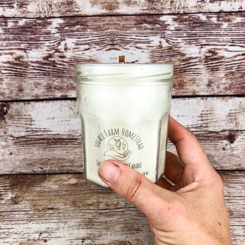 Tallow Beeswax Candle 10 Oz Wooden Wick Candle With Etsy