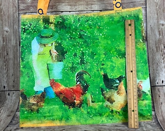 Upcycled Feed Sack Tote Bag: Reusable Grocery Shopping Bag