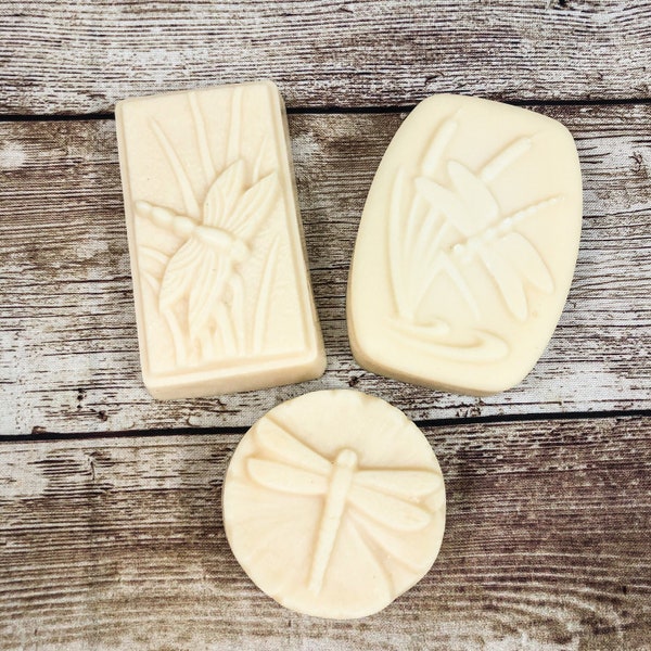 Goat Milk Farm Soap with Pastured Lard & Eucalyptus Mint Essential Oils, Handmade Dragonfly Soap