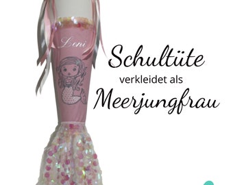Luxury school cone with mermaid and name as well as glitter skirt as a fin