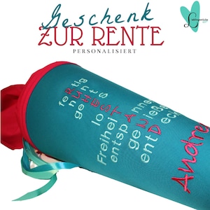 Geschenk zur Rente - Rentnertüte mit Namen in türkis und pink - kleine Schultüte zum Ruhestand