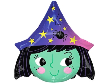 17" Witch Balloon, Halloween Balloons Kids Halloween Party Decorations, Trick or Treat Halloween Party Backdrop