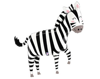 50" großer Folienballon Zebra, Safari Party Luftballons, Zoo Tier Ballon, Zoo Party Dekoration, Wild One Party 1st Birthday Ballon