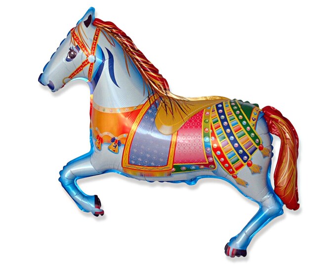 Jumbo 37 Circus Horse Balloon, Carousel Horse Mylar Balloon, Circus