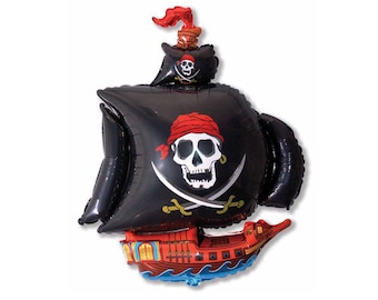 36" Giant Pirate Ship Foil Balloon, Pirate Birthday Party, Boys Birthday Party Décor Party Supplies