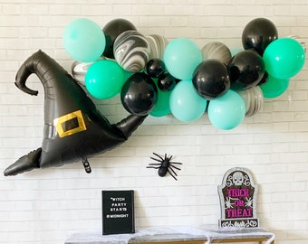 Halloween Witch Balloon Garland Display, Halloween Party Balloon Decorations, DIY Balloon Banner Kit, Halloween Party Decor, Spooky Birthday