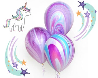 Purple Marble Latex Balloons, Tie Dye Birthday Balloons, Engagement Party Decorations