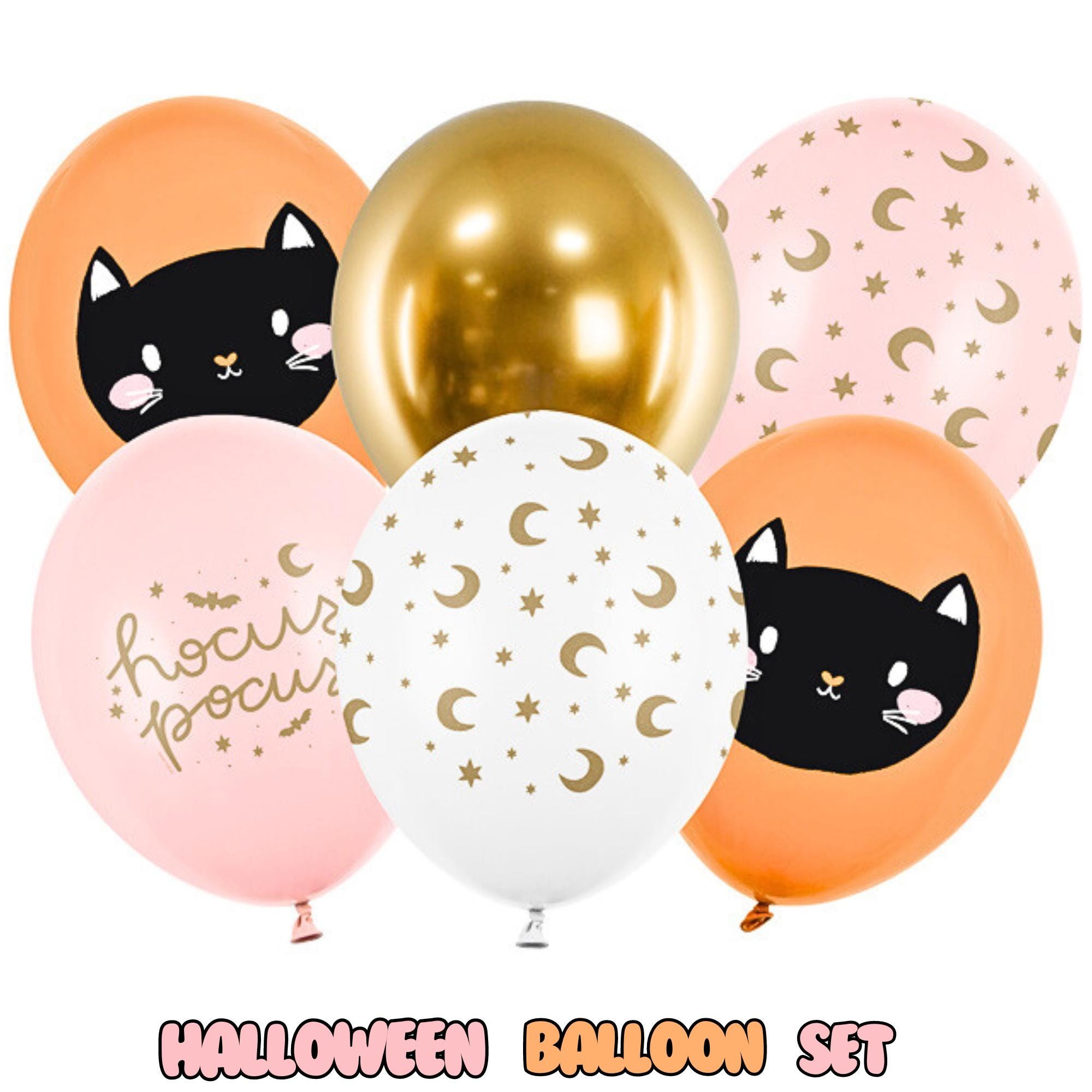 Halloween Balloon Set: Black Cat, Pink Party Decorations, image size:2000x2000