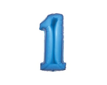 Jumbo Blue 1st Birthday Balloon, Number One Birthday Balloon Party Décor