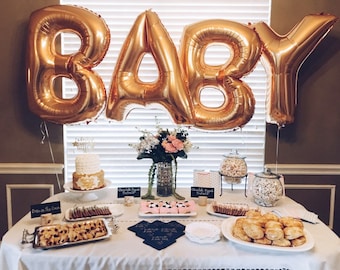 Globos jumbo para bebés, decoración dorada para baby shower, globos de revelación de género, globos de palabras, globos de letras, accesorios fotográficos de anuncio de embarazo