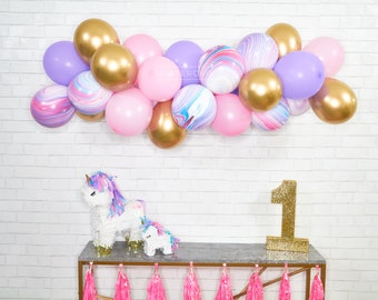 Unicorn Birthday Balloon Garland DIY Kit, Party Supplies, Balloon Banner, Girl's Happy Birthday Decorations