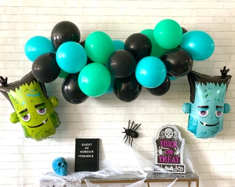 Halloween Frankenstein Balloon Garland Kit,  Creepy Cute DIY Balloon Arch Banner Kit, Halloween Party Décor, Spooky Birthday Decorations