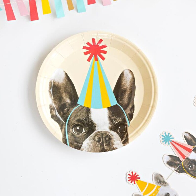 Dog Party Paper Plates Dog Theme Party Supplies French Etsy