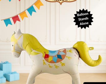 ヴィンテージ カーニバル ホース バルーン サーカス カルーセル 1歳の誕生日パーティー用品 動物園 バルーン お祝い ディスプレイ 背景 誕生日デコレーション