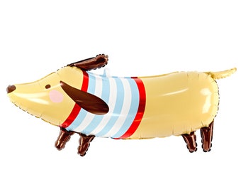 Globo gigante de perro salchicha, globo gigante de mylar con forma de cachorro, decoración para fiesta de cumpleaños con temática de perro salchicha, decoración para fiesta de cachorros, perro salchicha