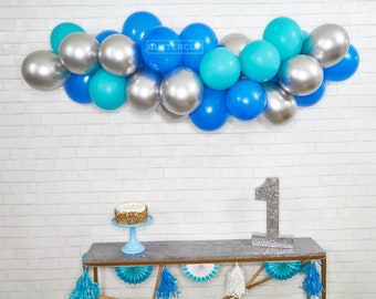Kit de bricolage guirlande de ballons bleus, décorations de fête d'anniversaire pour garçons, kit d'arche de ballons 1er premier anniversaire, articles de fête