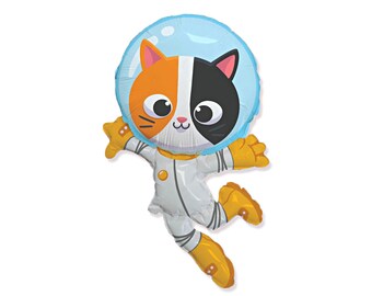 38" Jumbo Cat Balloon, Astronaut Balloon, Space Party Balloon Kids Birthday Party Decorations, Outer Space Theme Boys  Birthday Party Décor