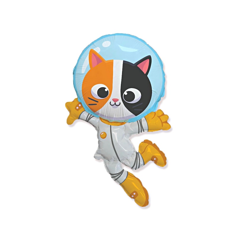 38" Jumbo Cat Balloon, Astronaut Balloon, Space Party Balloon Kids Birthday Party Decorations, Outer Space Theme Boys Birthday Party Décor image 1
