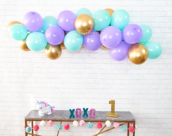 Mermaid Party Balloon Garland DIY Kit, Under the Sea Party Decorations, Girls Birthday Party Balloon Arch, Ocean Party Décor