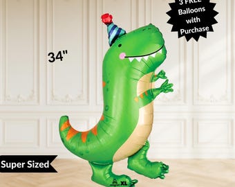 Balão Jumbo T-Rex: Acessório para fotos de festa de aniversário do Wild One