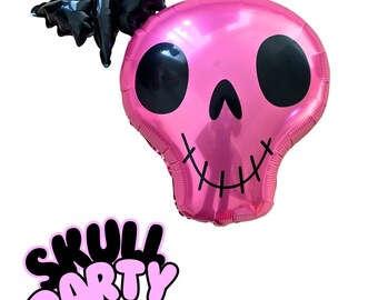Rosa dödskalleballong: 22" Halloween piratfestdekoration