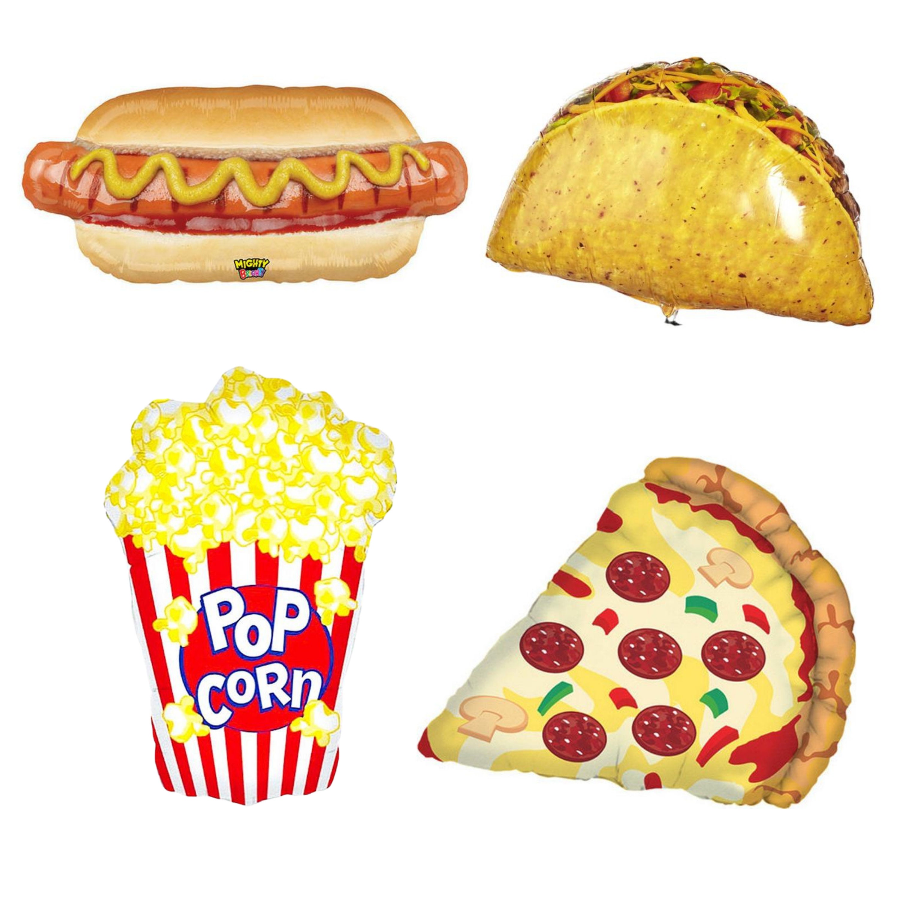 Junk Food Party Balloon Bundle Fast Food Balloon Movie Night Sleepover Party Pizza Hot Dog Popcorn Taco Balloon Decorations