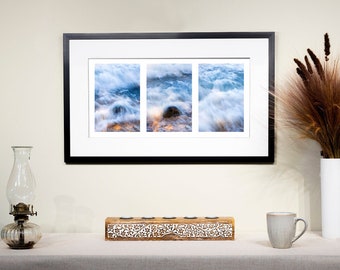 Worn Smooth - Triptych - Lake Superior waves wash over shoreline rock