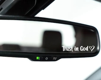 Trust In God Mirror Decal, Car Decals For Women, Faith Mirror Decal, Cute Vinyl Decal, Christian Car Mirror Decal, Religious Car Accessories