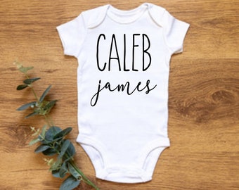 Personalized Baby Boy First & Middle Name outfit Custom Boy Name bodysuit Baby Boy Announcement Outfit Baby Shower Gift| Custom Newborn Gift