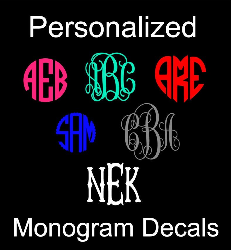 Personalized Monogram Decal | Small Vinyl Initial Decal | Personalized ...