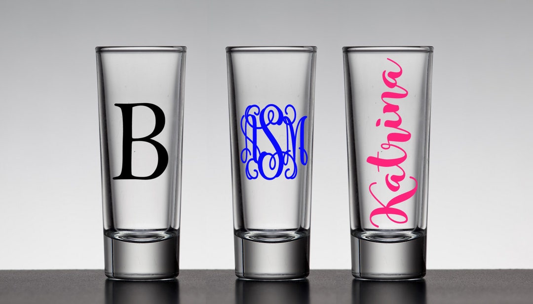 Custom Shot Glass Bachelorette Party Glass Monogram Shot Etsy