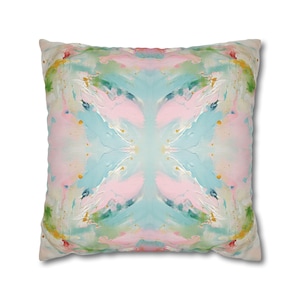 Blue, Green & Pink Pagoda Kiss Pillow Cover | Dorm Decor for College Girls | Home Apartment Decor | Throw Pillows for Couch