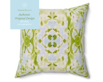 Blue & Green Monarch Farm Watercolor Pillow | Dorm Decor for College Girls | Home and Apartment Decor | Throw Pillows for Couch