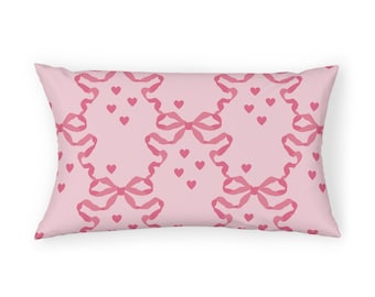 Pink Bow Lattice with Hearts Pillow Sham | Standard and King Sizes | Home Decor | Bedding