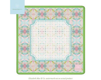 Blue, Green & Pink Pagoda Mahjong Mat | 31.5in x 31.5in | 3mm | Non-Neoprene | With Storage Bag