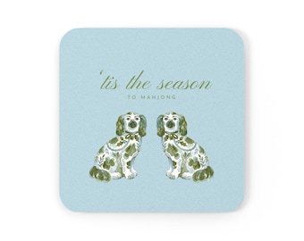 Posavasos navideño de Mahjong / Elige tu diseño / Colección de Mahjong navideño / Cuadrado 9,5 x 9,5 cm / Parte trasera de corcho